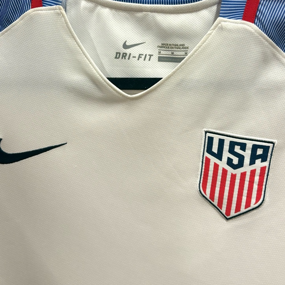 Nike Dri Fit Mens USA Soccer Jersey 2016 - White and Light Blue Size Medium - Picture 6 of 7